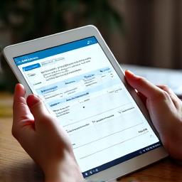 Hands holding a tablet displaying an assessment rubric for a historical project
