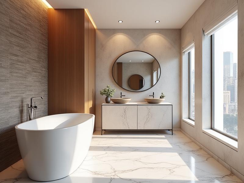 A luxurious hotel bathroom with modern fixtures and a freestanding tub, set within a historically styled room.