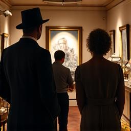 A small group led by a historian on a private tour through a historic room, pointing to artifacts.