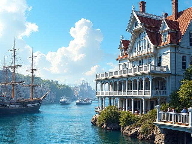 Historic and stately Shipmaster's House, a maritime captain's residence overlooking a harbour.