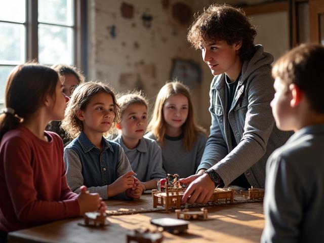 Students learning at a historical workshop
